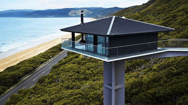 Tour melbourne with Pole House Australia cliff house ocean view architecture
